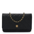 Caviar Quilted Wallet on Chain WOC Black