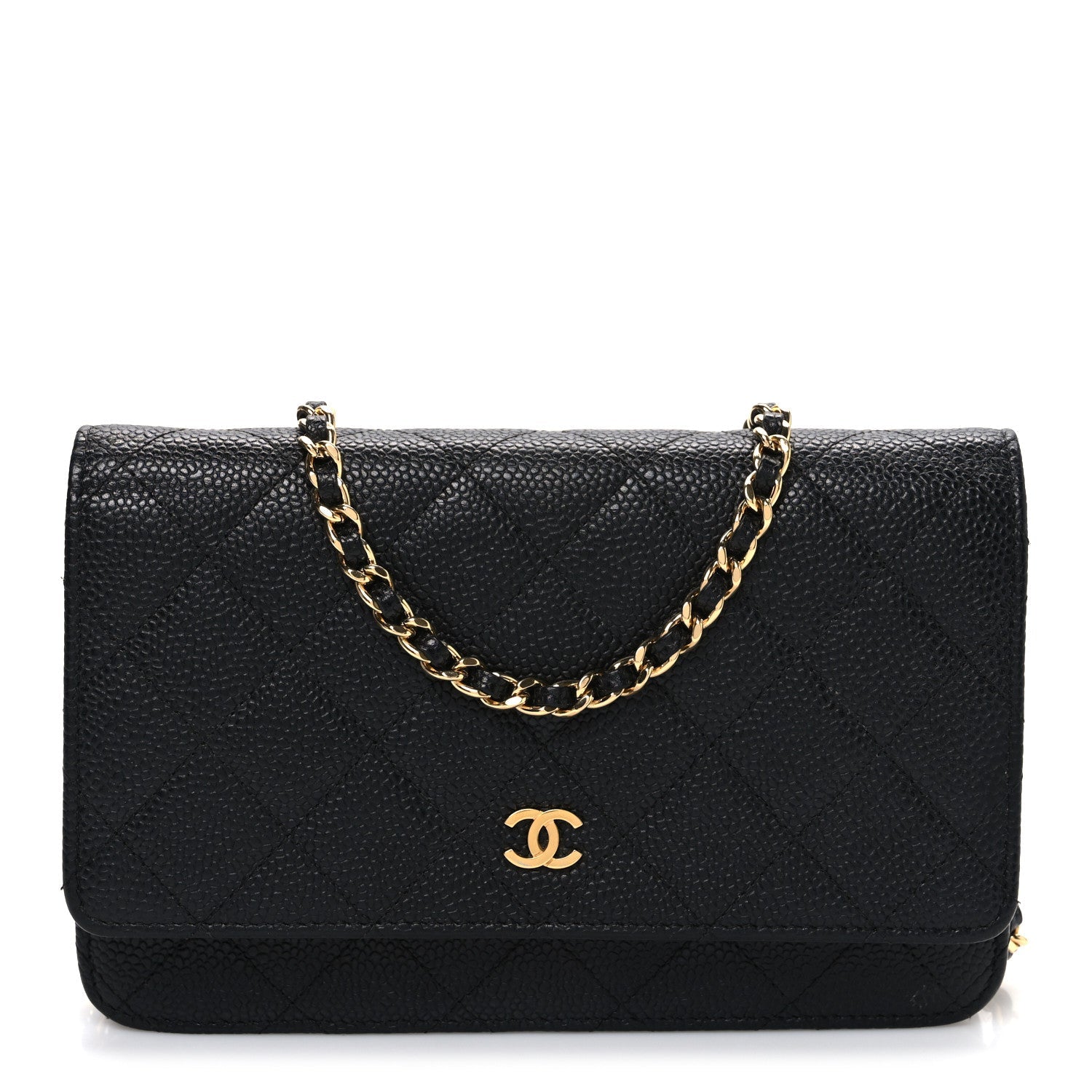 Caviar Quilted Wallet on Chain WOC Black