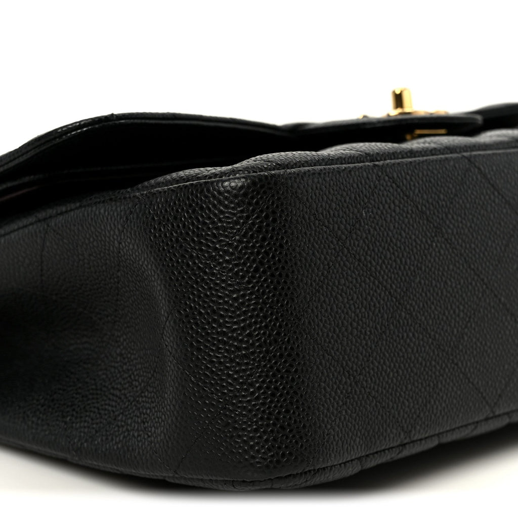 Caviar Quilted Jumbo Double Flap Black