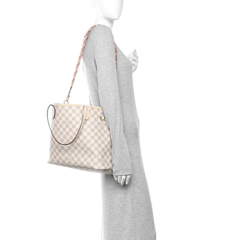 Damier Azur Braided Neverfull MM Pink