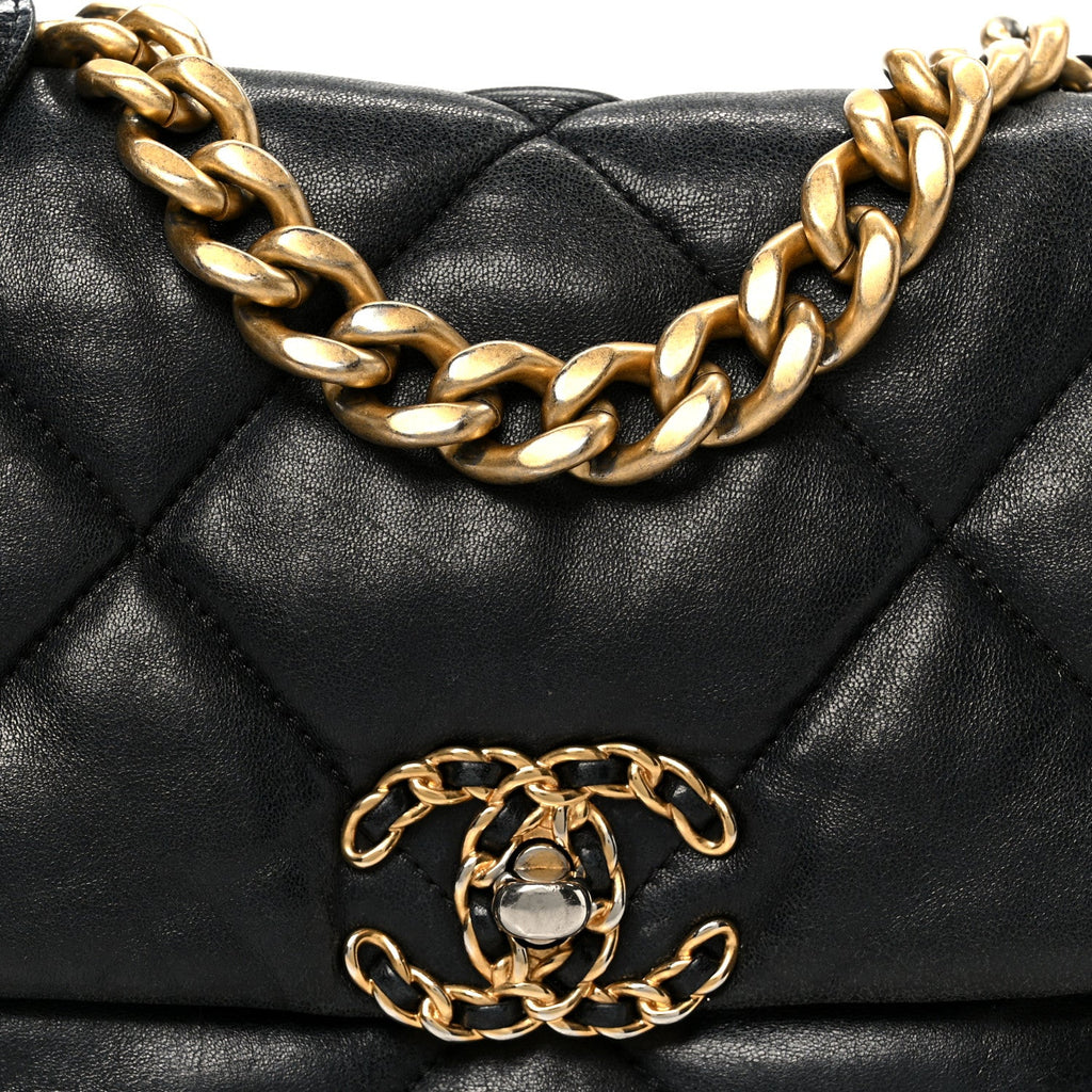 Lambskin Quilted Medium Chanel 19 Flap Black
