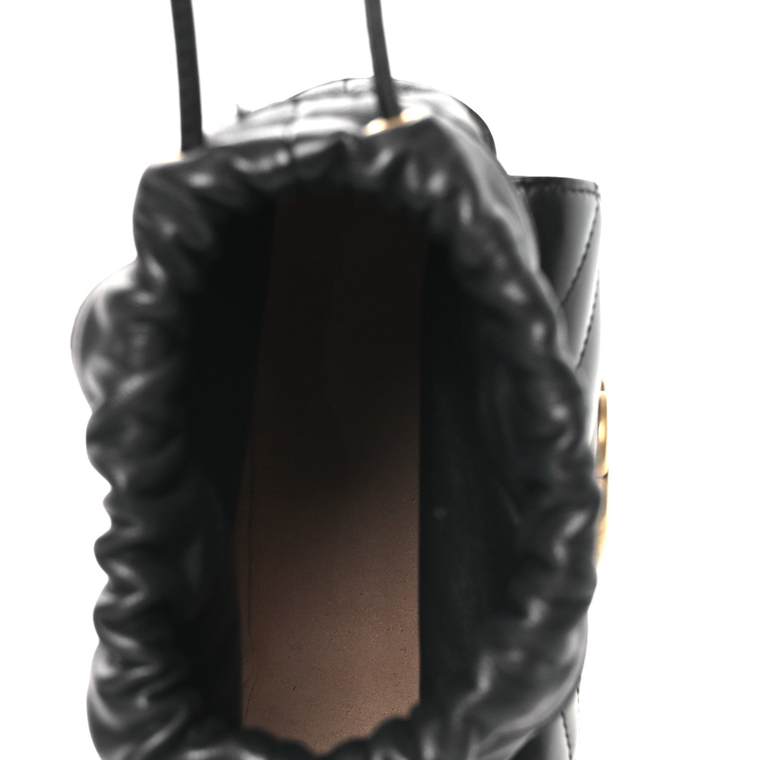 Calfskin Matelasse Front Pocket Mini GG Marmont Bucket Bag Black