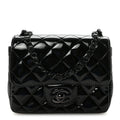 Patent Calfskin Quilted Mini Square Flap So Black