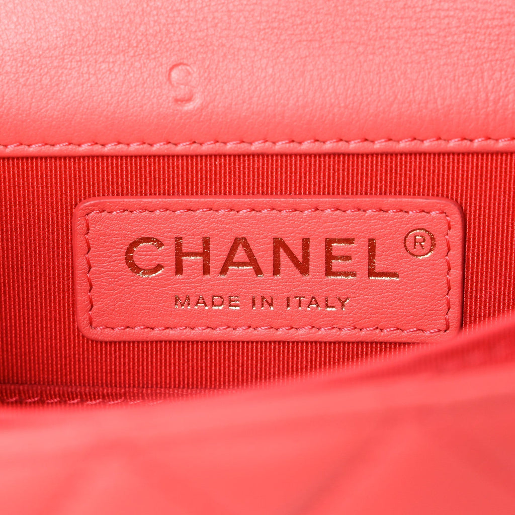 Calfskin Quilted North South Boy Flap Coral