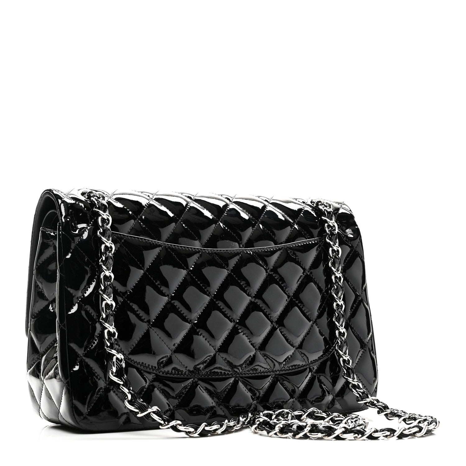Patent Quilted Jumbo Double Flap Black