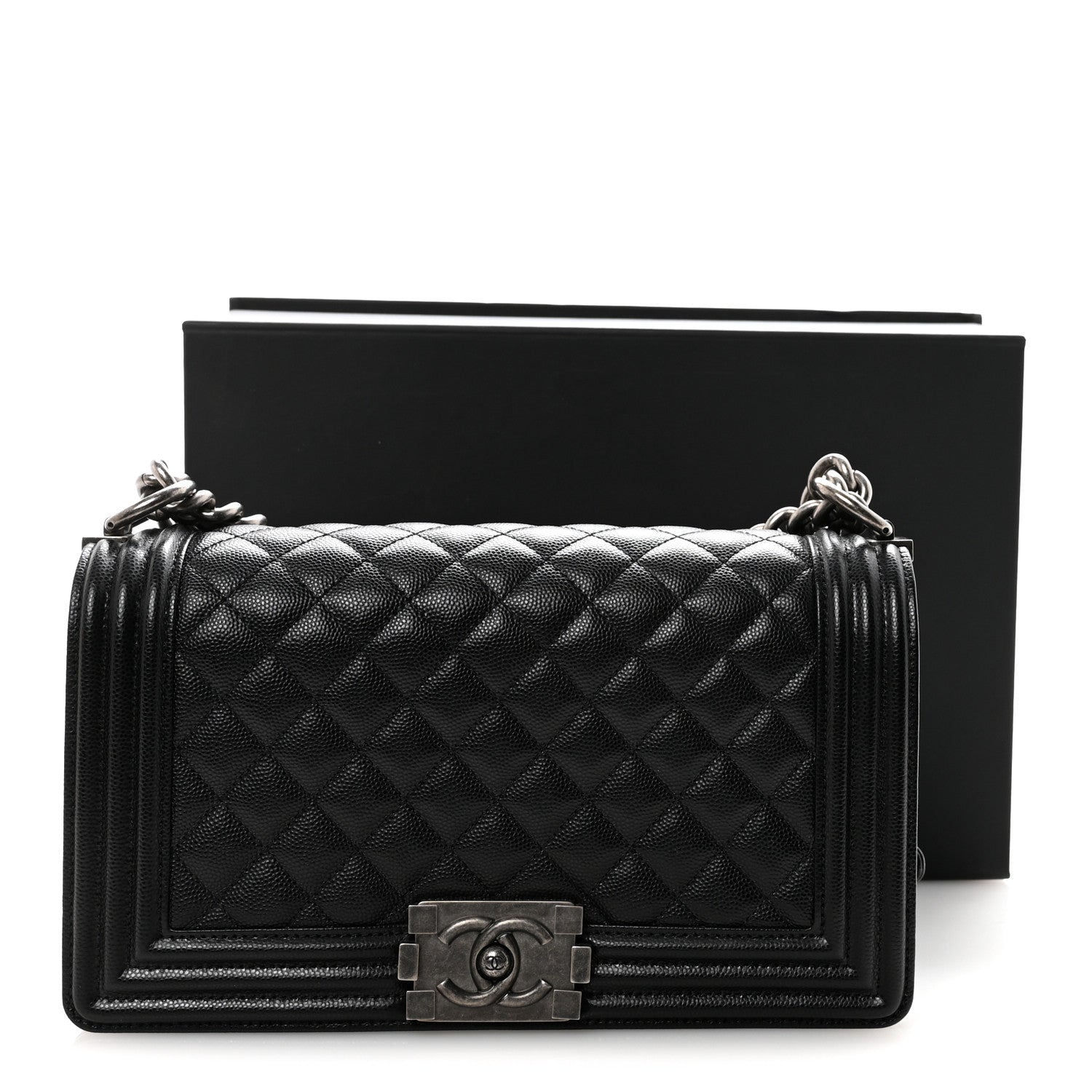 Caviar Quilted Medium Boy Flap Black