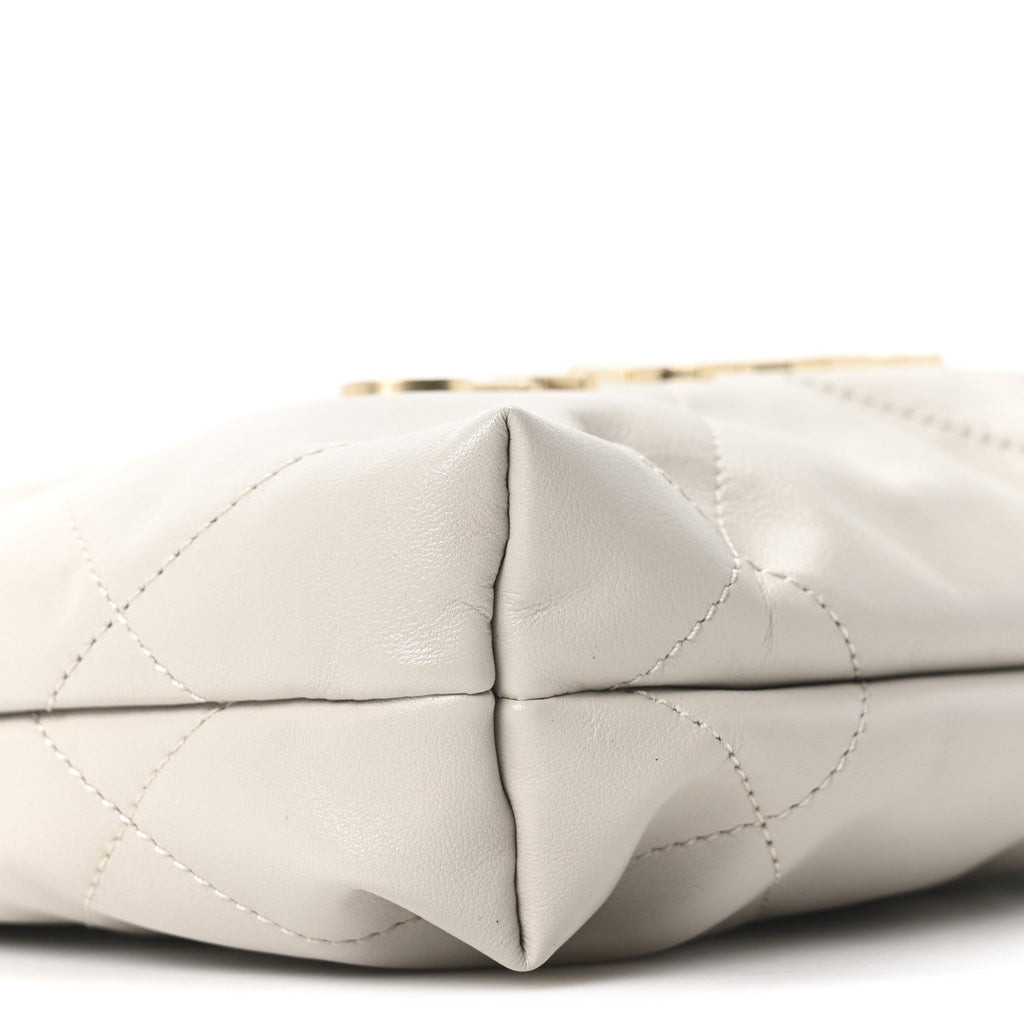 Shiny Calfskin Quilted Mini Chanel 22 Light Grey