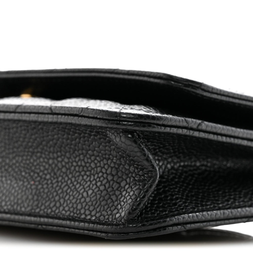 Caviar Quilted Wallet on Chain WOC Black