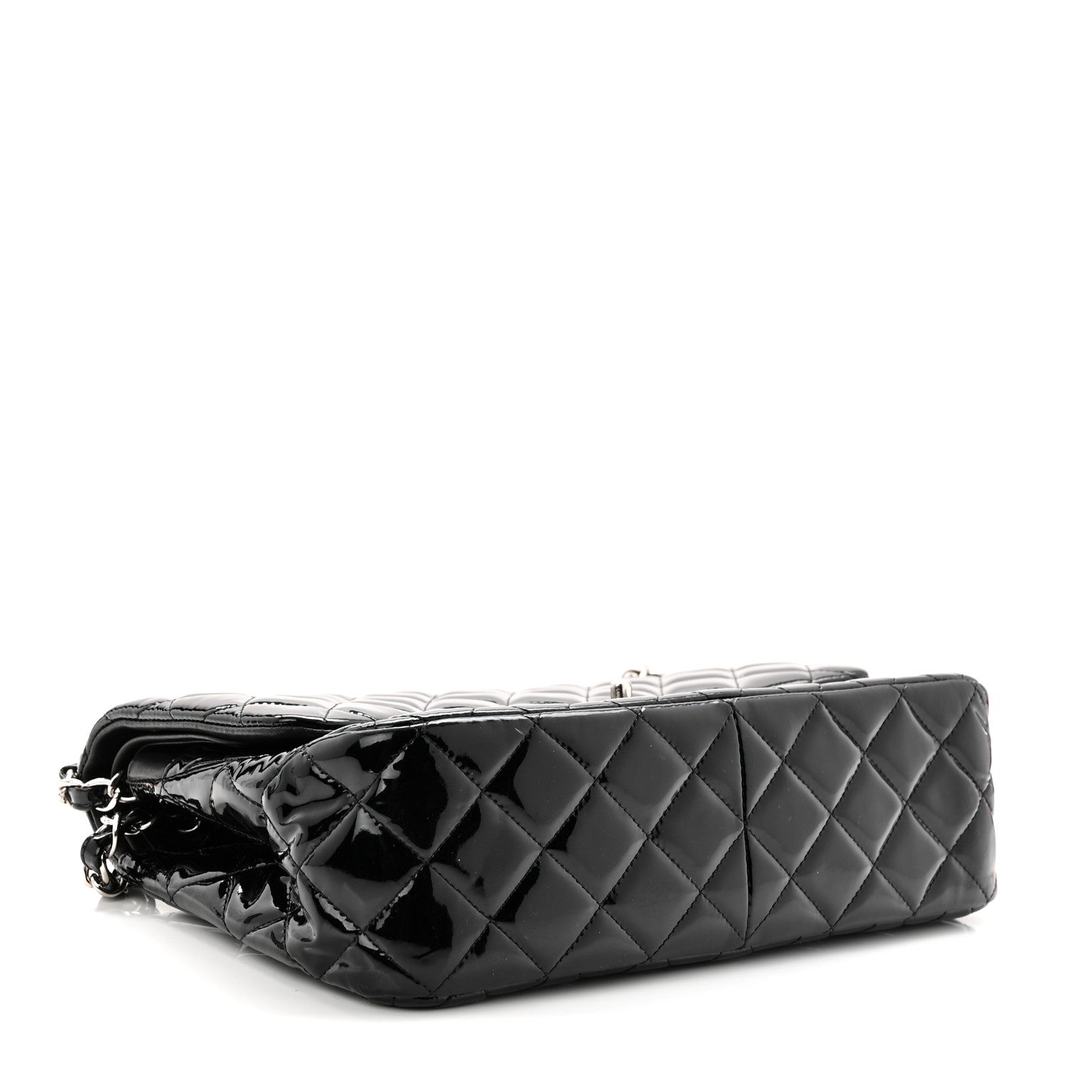 Patent Quilted Jumbo Double Flap Black