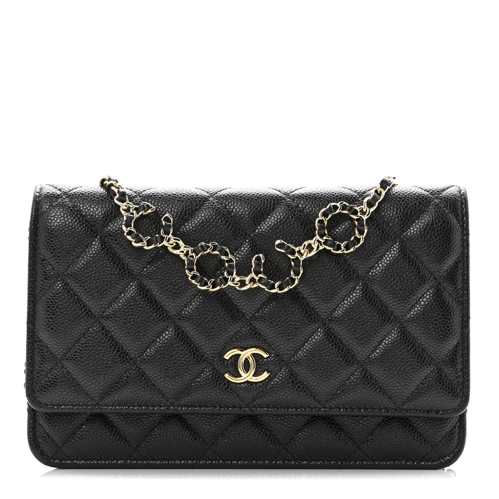 Caviar Quilted Miss Coco Wallet On Chain WOC Black