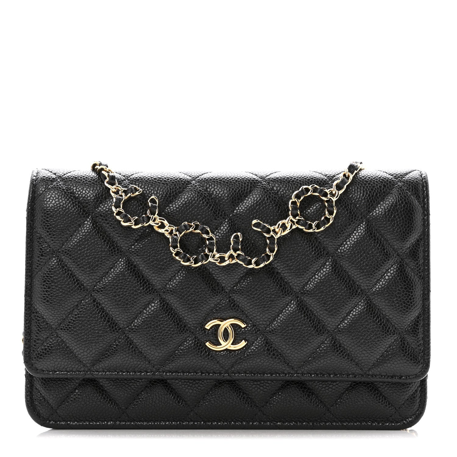 Caviar Quilted Miss Coco Wallet On Chain WOC Black