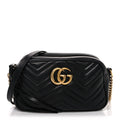 Calfskin Matelasse Small GG Marmont Chain Shoulder Bag Black