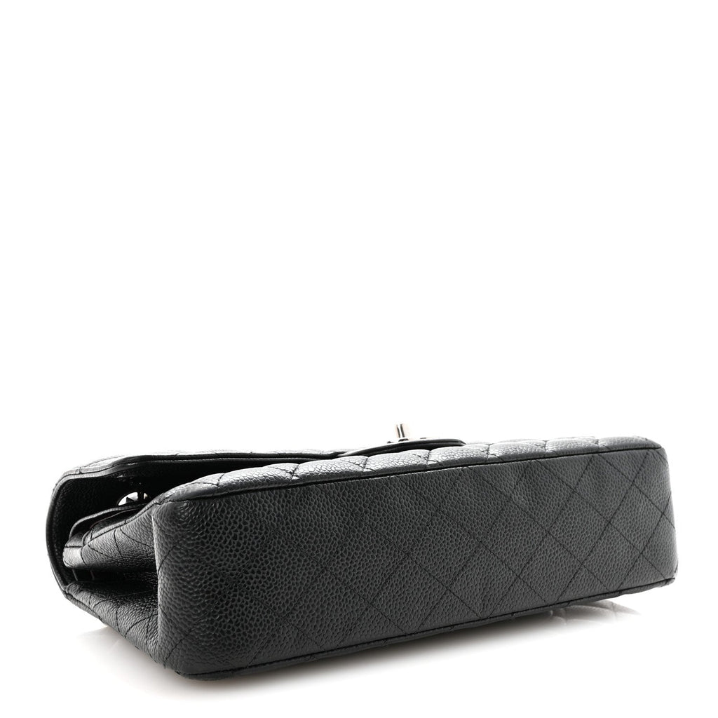 Caviar Quilted Medium Double Flap Black