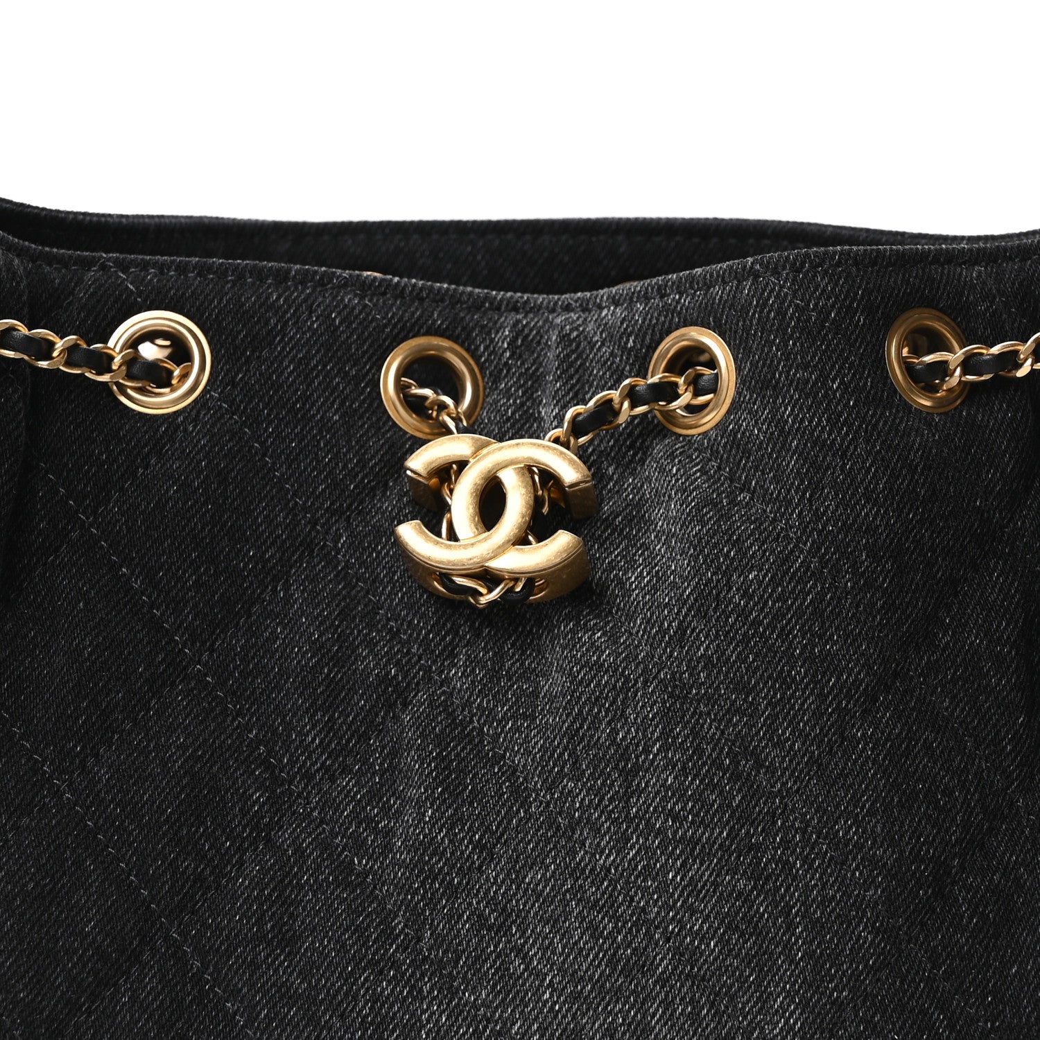 Washed Denim Quilted Mini Chanel 25 Handbag Black