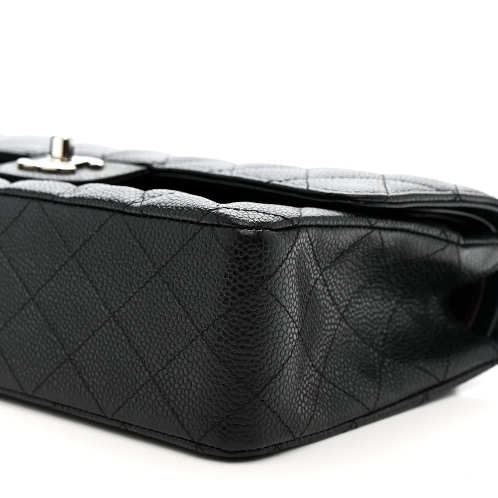Caviar Quilted Medium Double Flap Black