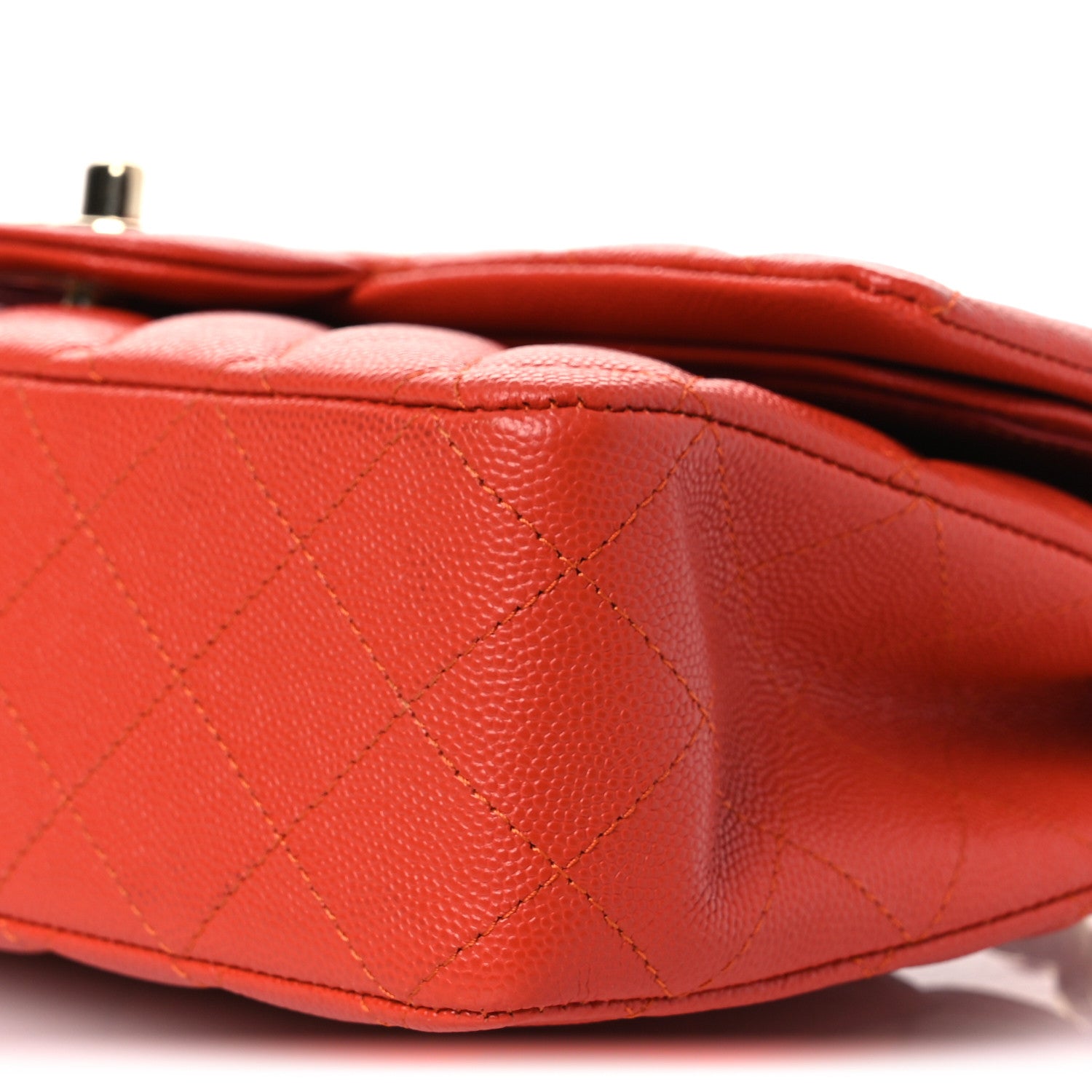 Caviar Quilted Medium Double Flap Light Red