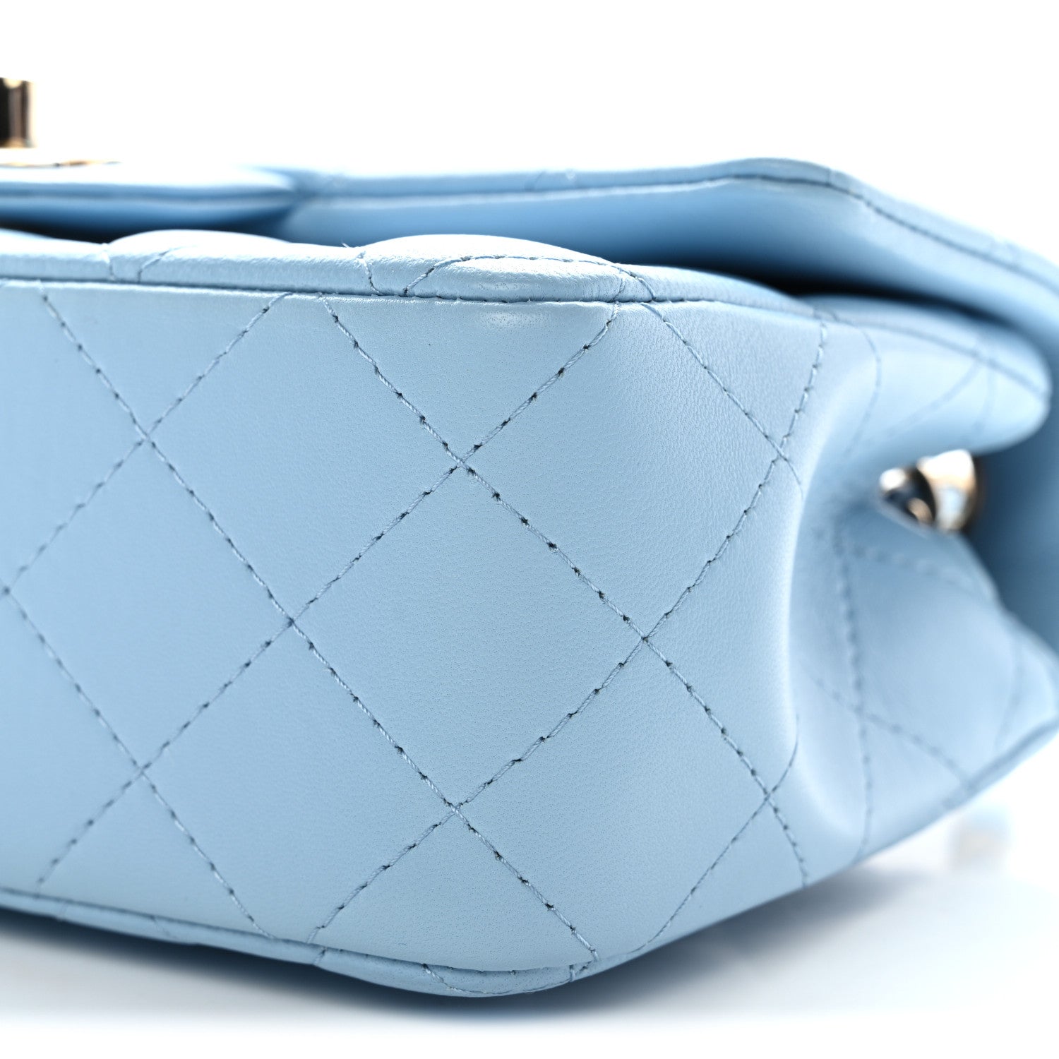 Lambskin Quilted Mini Rectangular Flap Light Blue