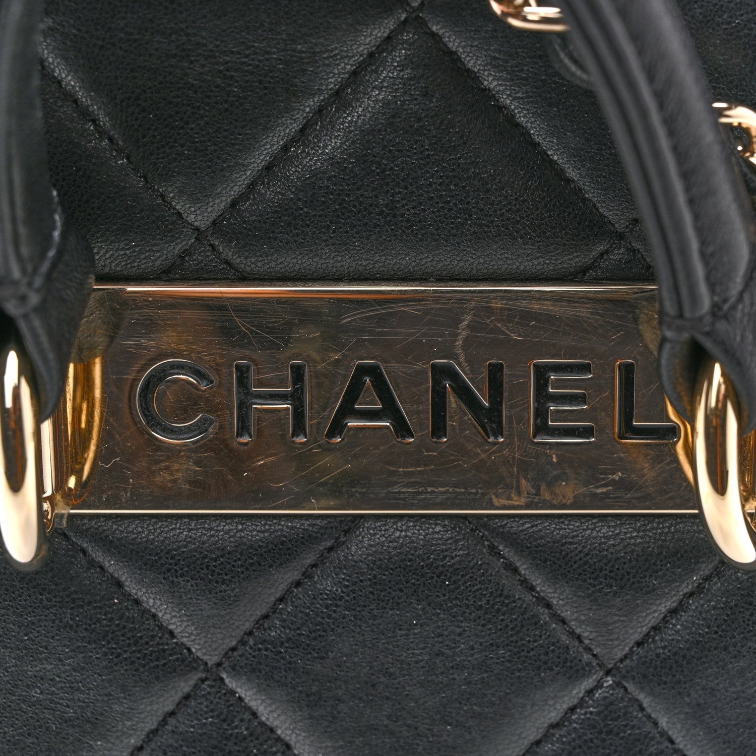 Lambskin Quilted Trendy Vanity Case Black
