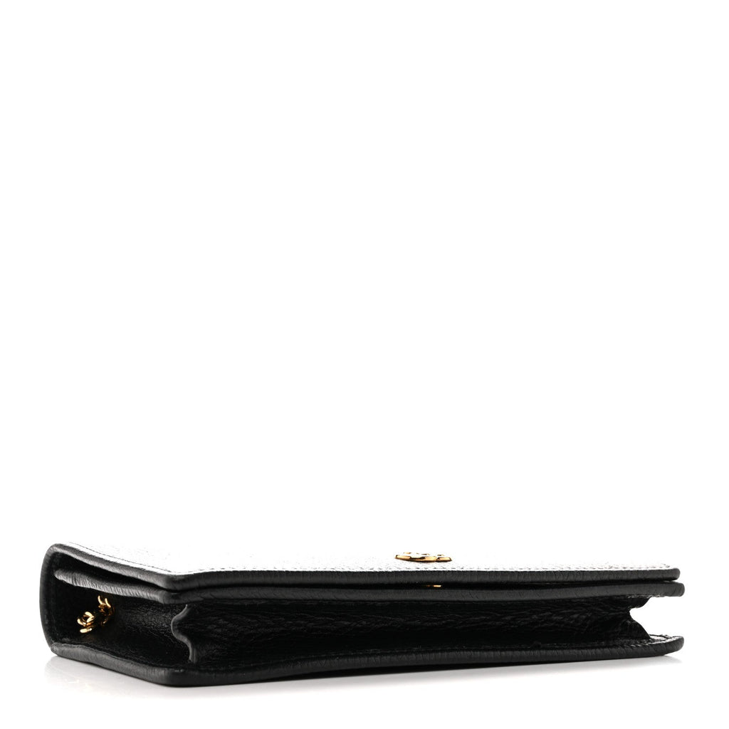 Dollar Calfskin Mini GG Marmont Chain Wallet Black