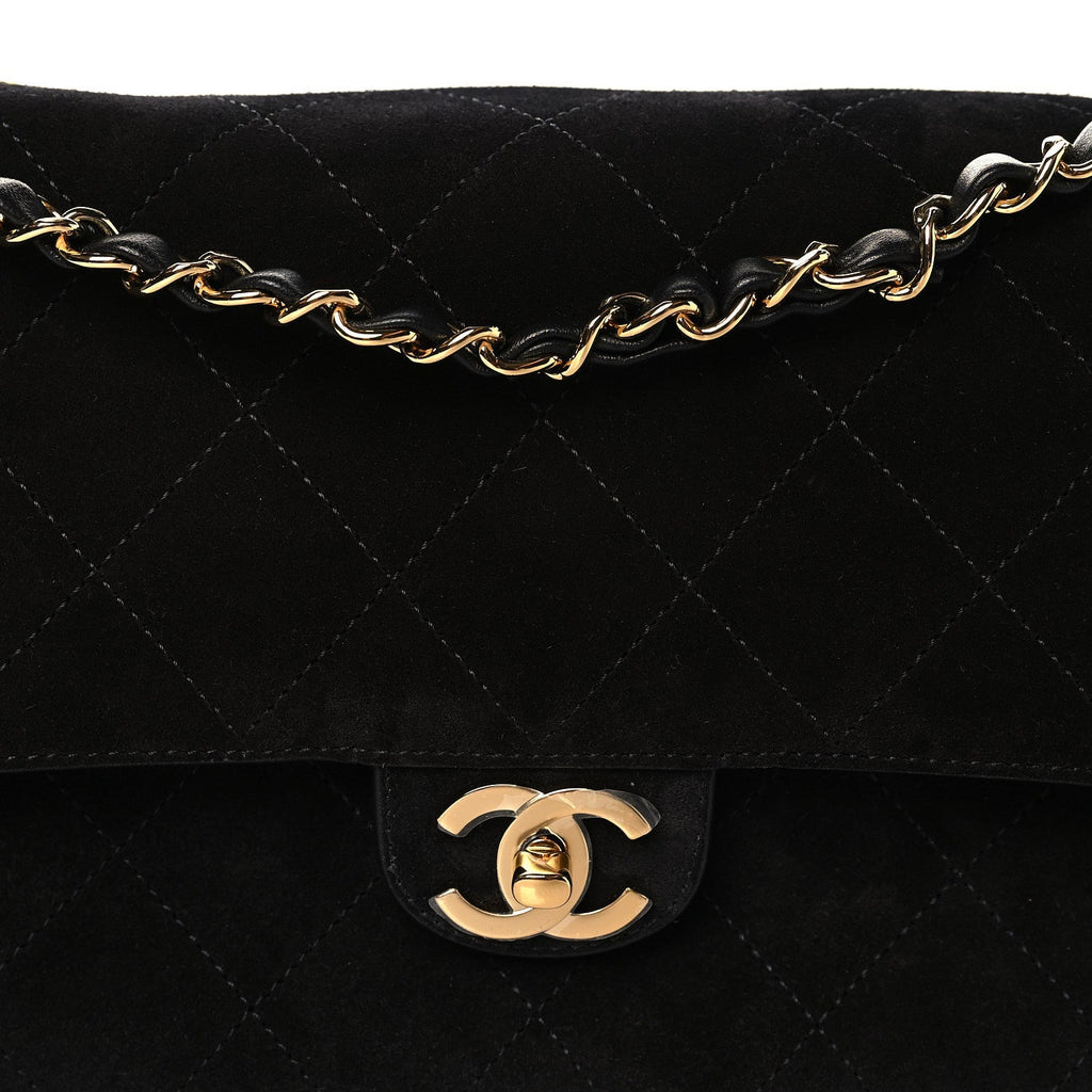 Suede Calfskin Small Souplissimo Maxi Flap Black