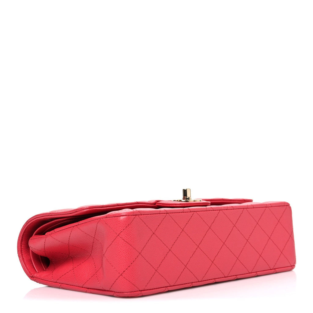 Caviar Quilted Medium Double Flap Pink