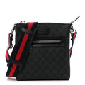 GG Supreme Monogram Web Small Flat Messenger Bag Black Grey
