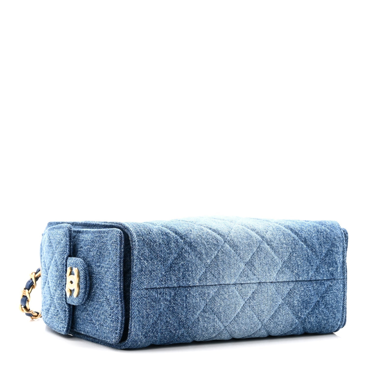 Washed Denim Quilted Mini Chanel 25 Handbag Blue