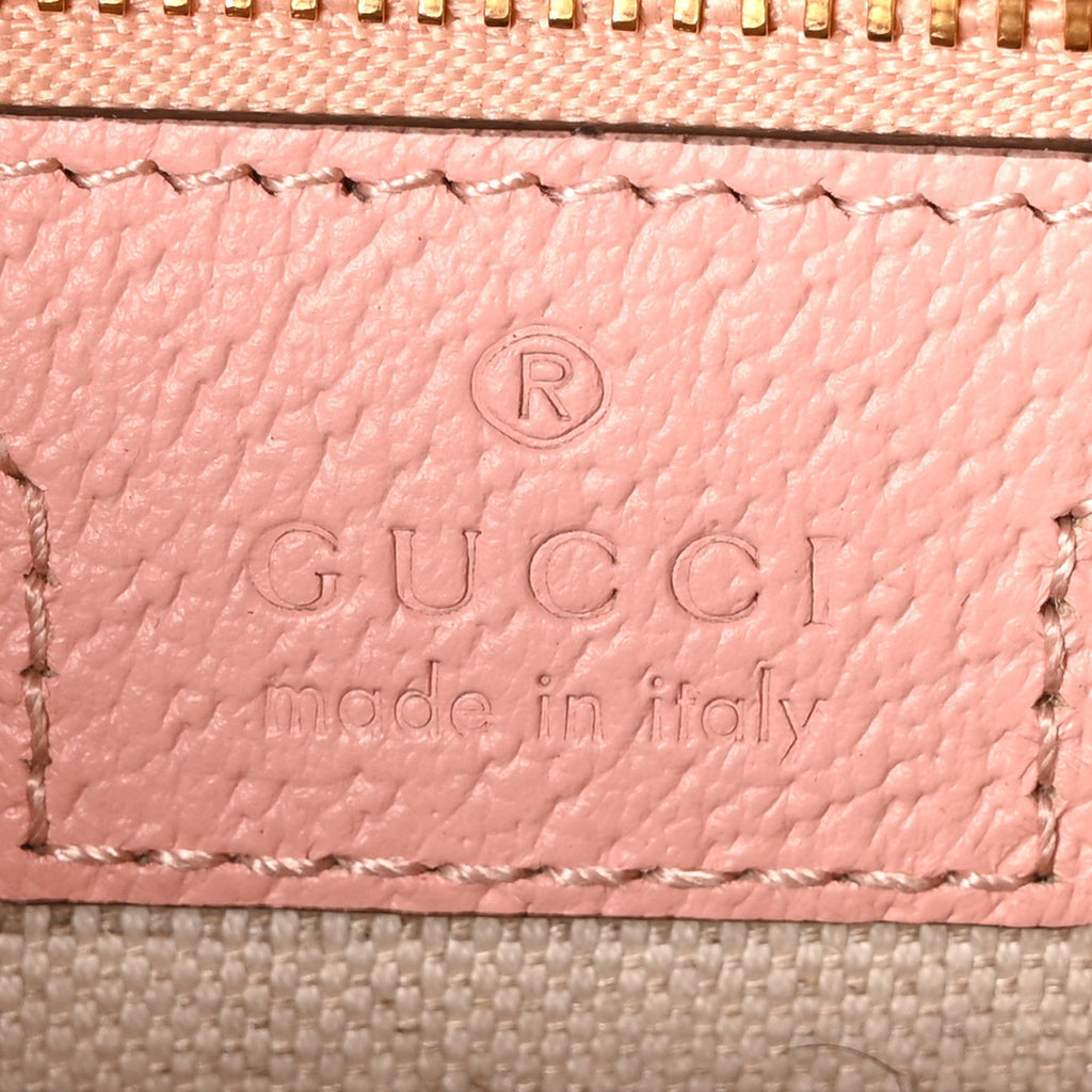 GG Supreme Monogram Textured Dollar Calfskin Mini Ophidia Flap Shoulder Bag Rose Pink