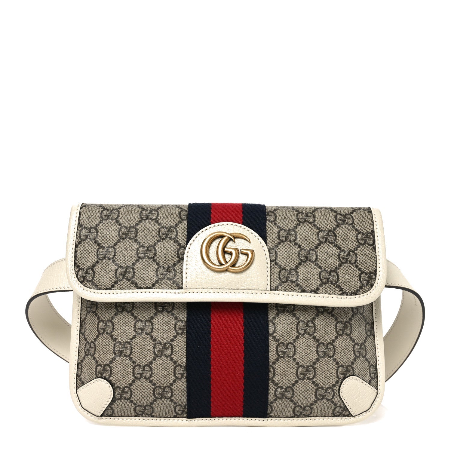GG Supreme Monogram Web Small Ophidia Belt Bag 85 34 Beige Ebony White