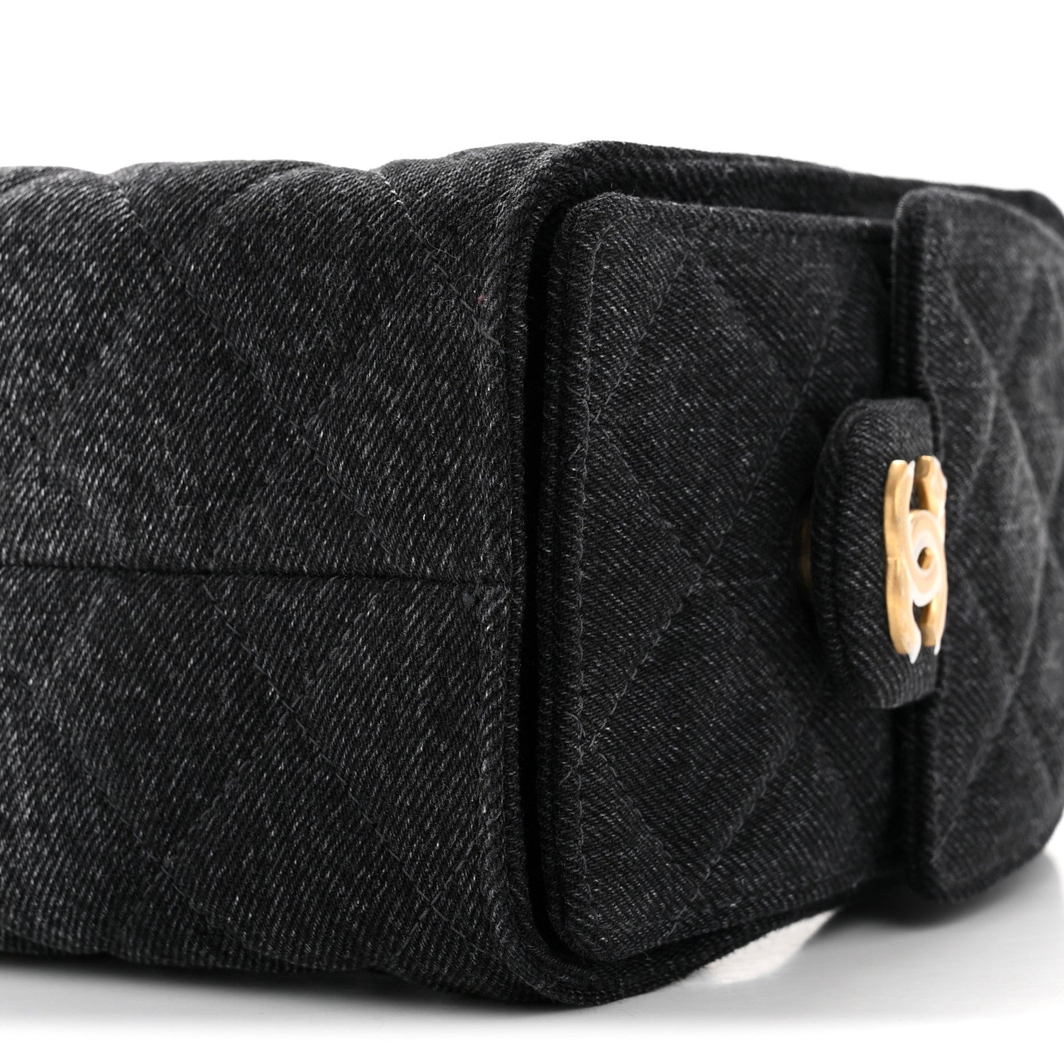 Washed Denim Quilted Mini Chanel 25 Handbag Black