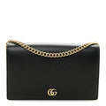 Calfskin Mini GG Marmont Chain Wallet Black
