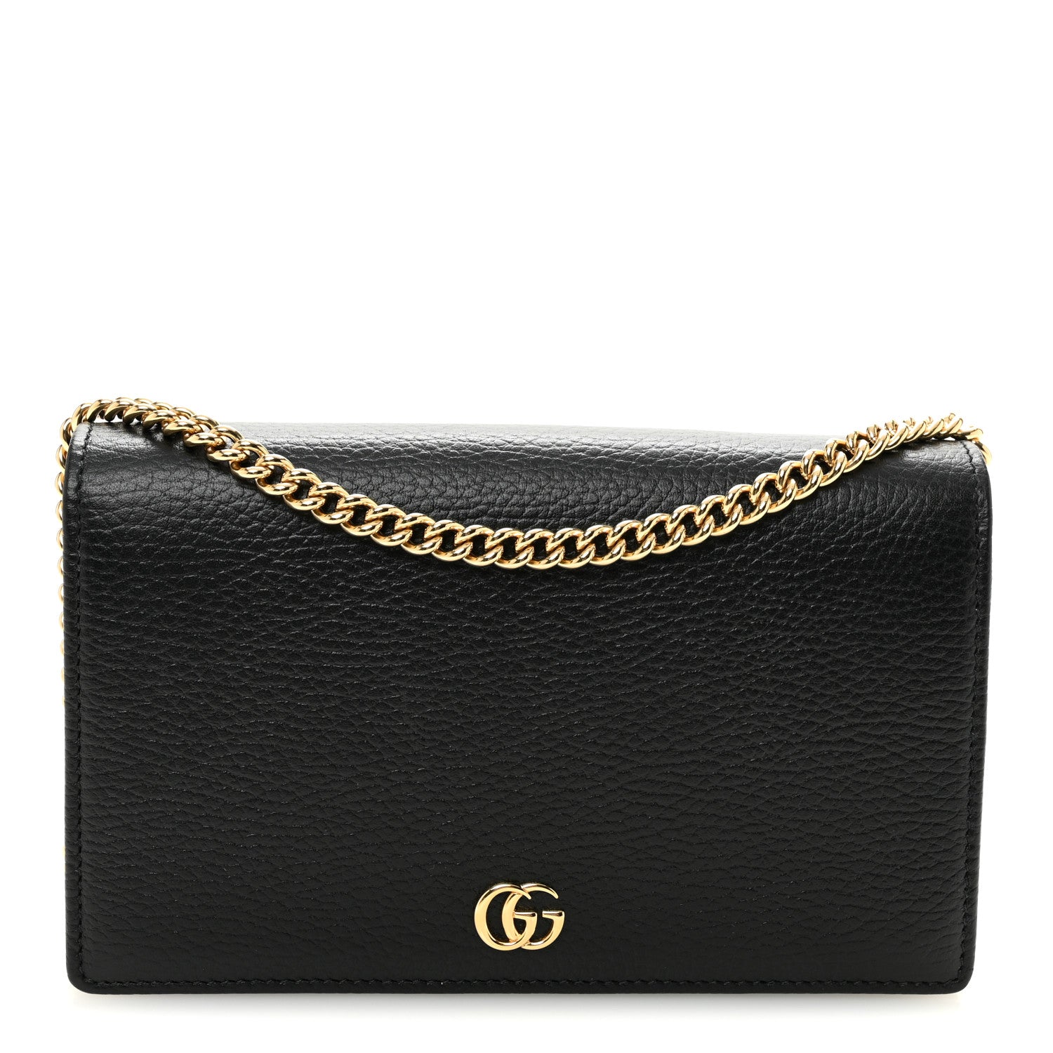 Calfskin Mini GG Marmont Chain Wallet Black