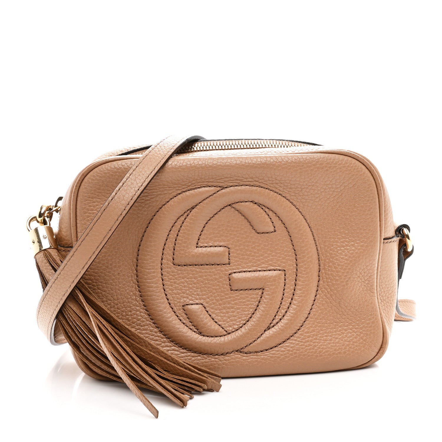 Pebbled Calfskin Small Soho Disco Bag Rose Beige