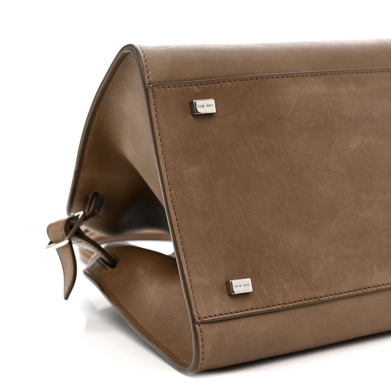 Polished Saddle Calfskin Soft Margaux 10 Bag Mouse Grey