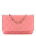 Caviar Quilted Wallet on Chain WOC Pink