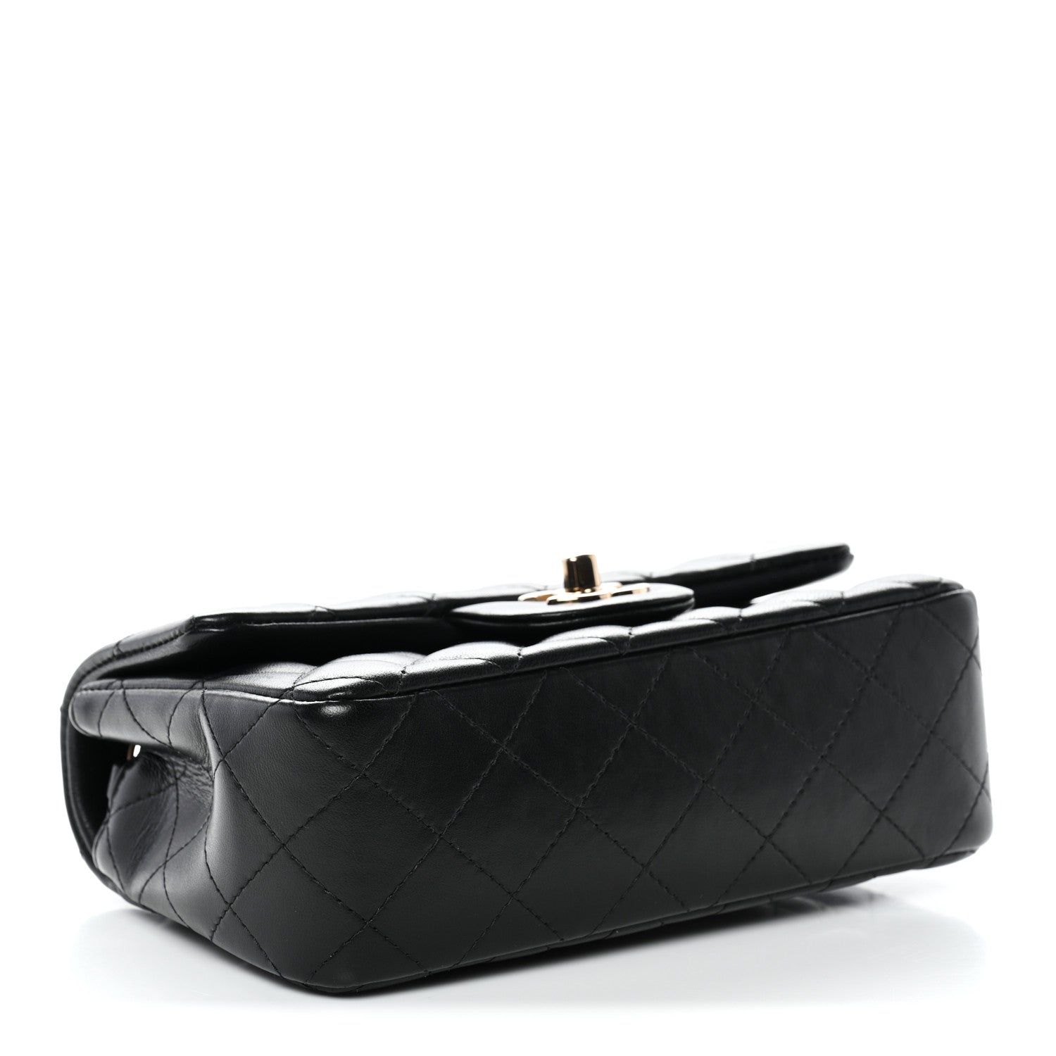 Lambskin Quilted Mini Rectangular Flap Black
