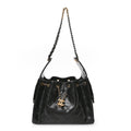 Shiny Crumpled Calfskin Quilted Small Chanel 25 Handbag Black