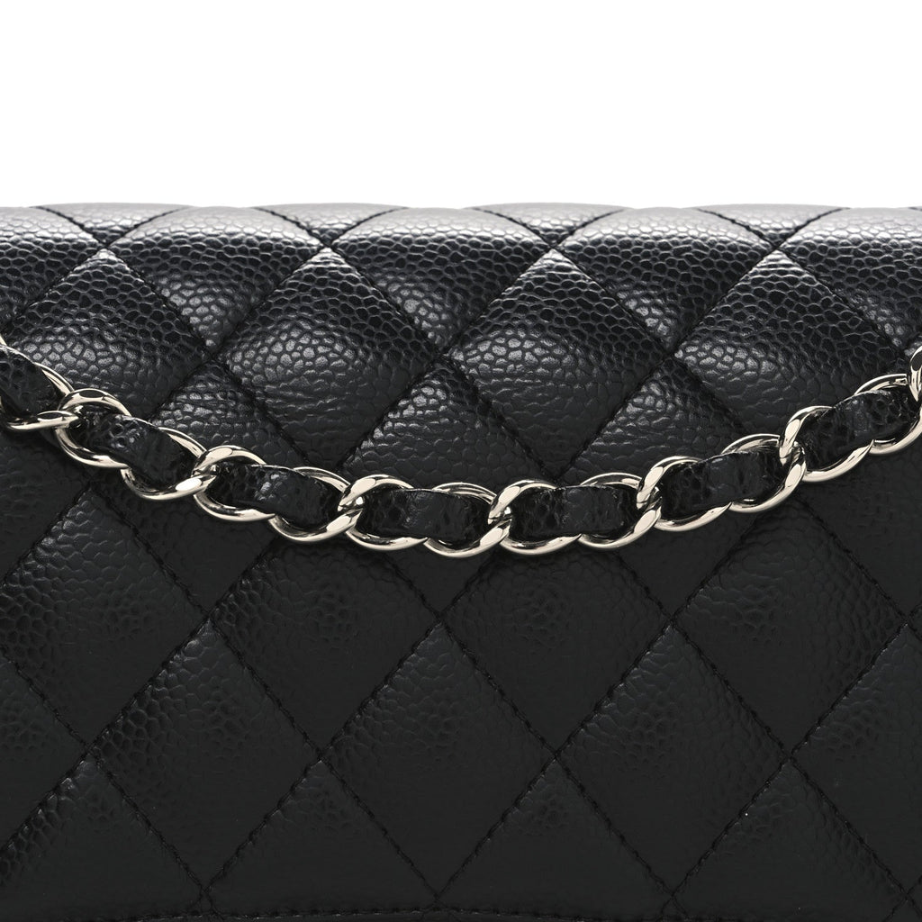 Caviar Quilted Medium Double Flap Black