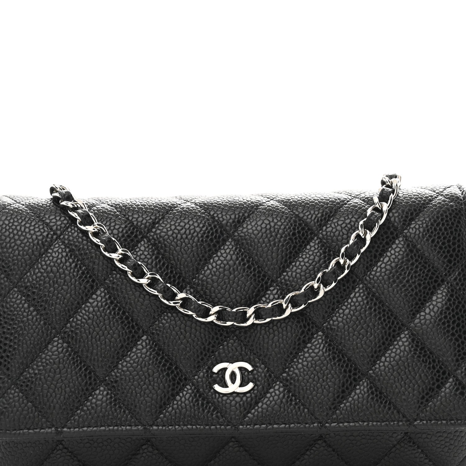 Caviar Quilted Wallet on Chain WOC Black