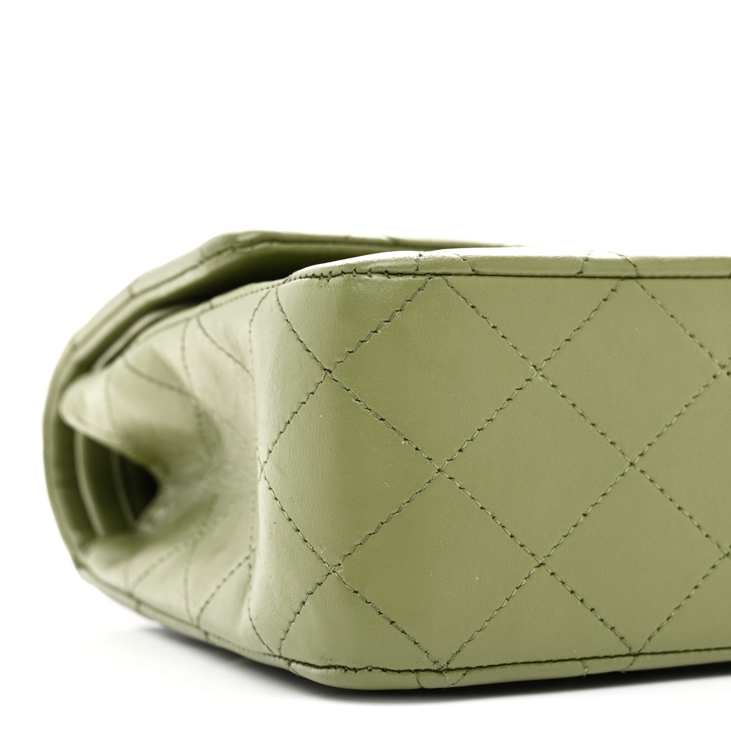 Lambskin Quilted Medium Double Flap Green