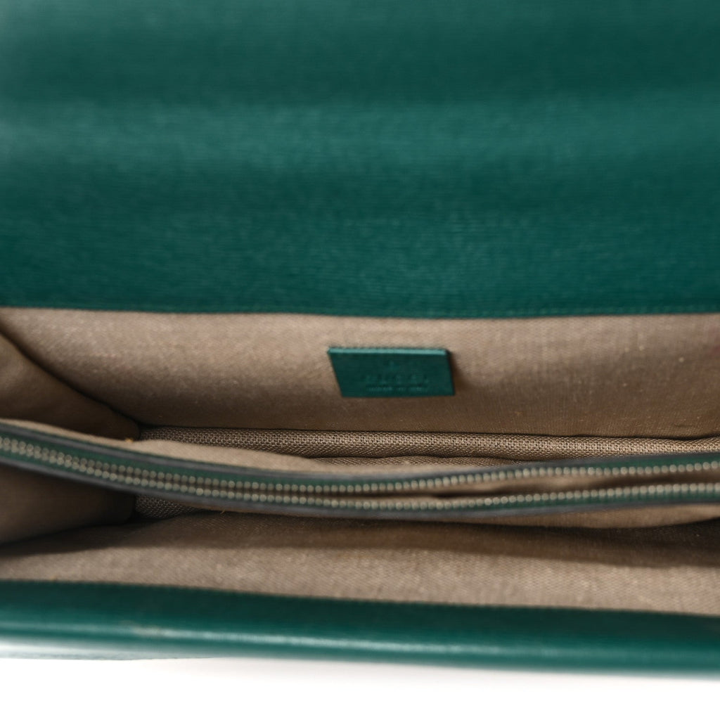 Calfskin Blooms Print Medium Dionysus Shoulder Bag Bright Emerald Multicolor