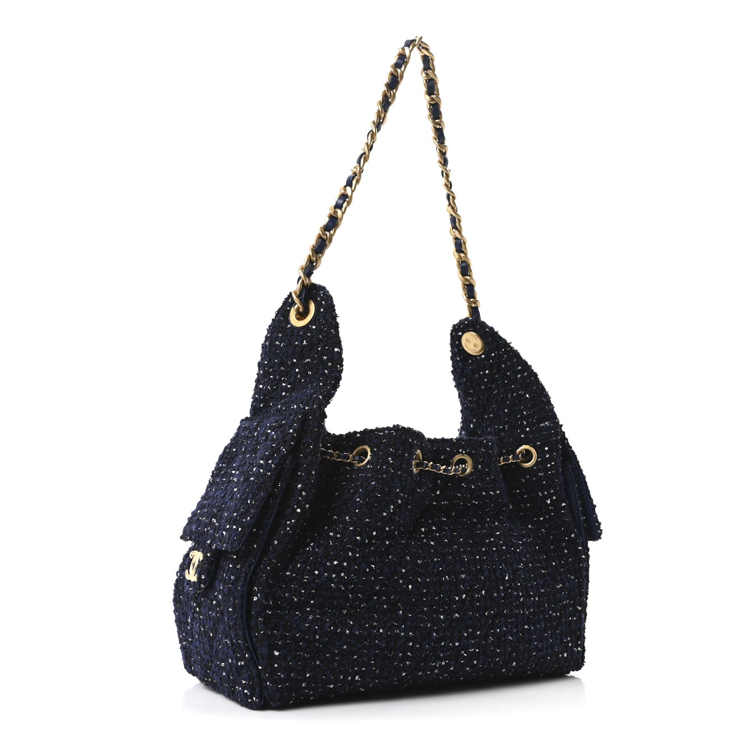 Tweed Quilted Small Chanel 25 Handbag Blue