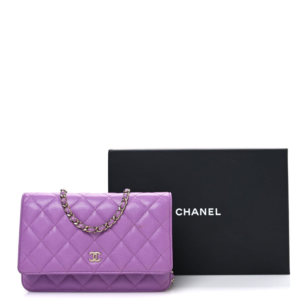 Caviar Quilted Wallet On Chain WOC Purple