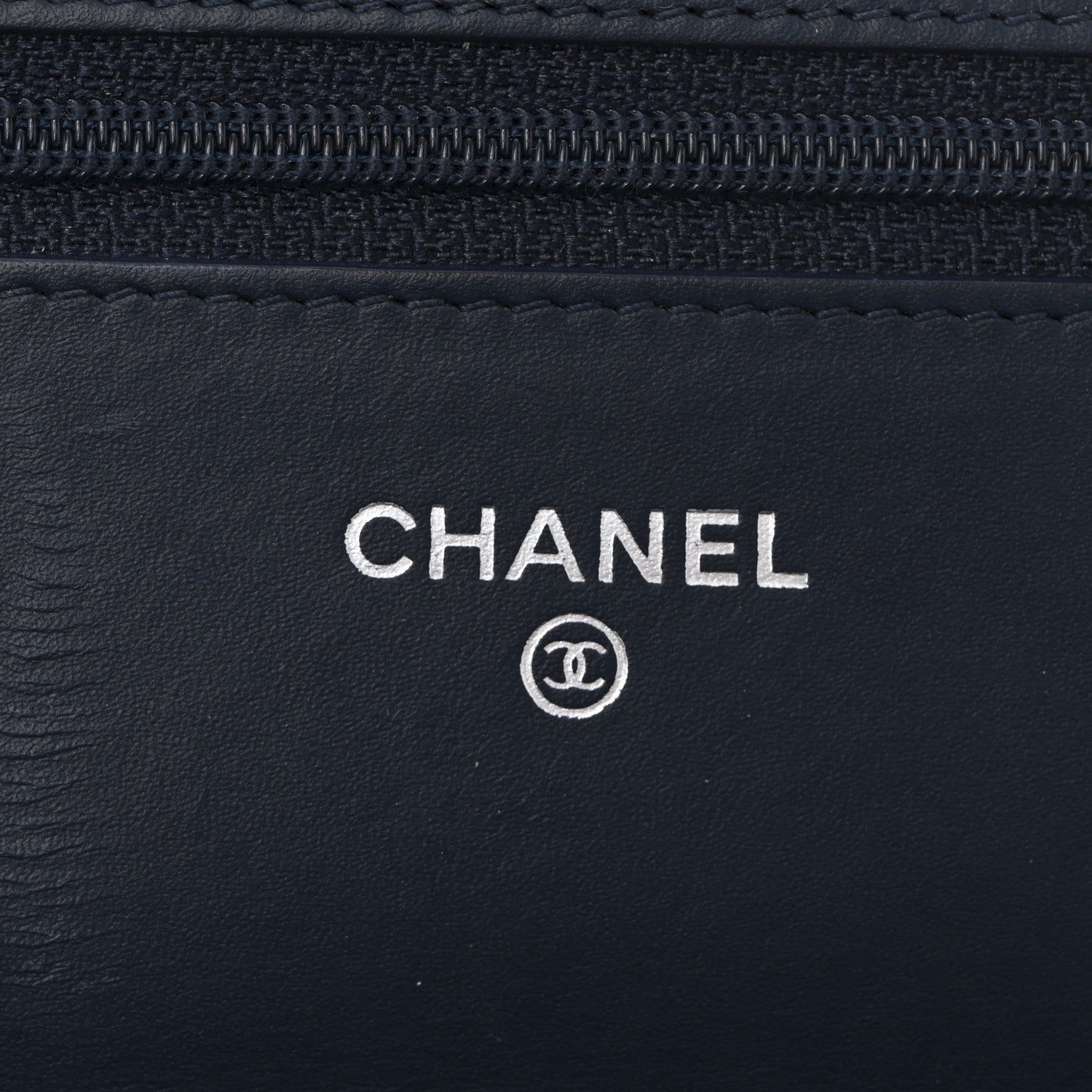 Patent Quilted Wallet On Chain WOC Navy Blue