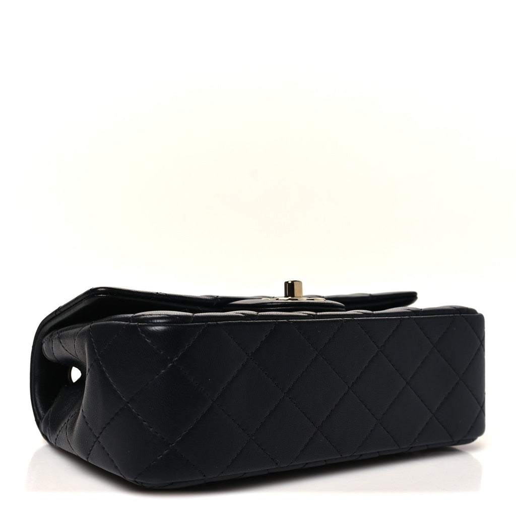 Lambskin Quilted Mini Rectangular Flap Black