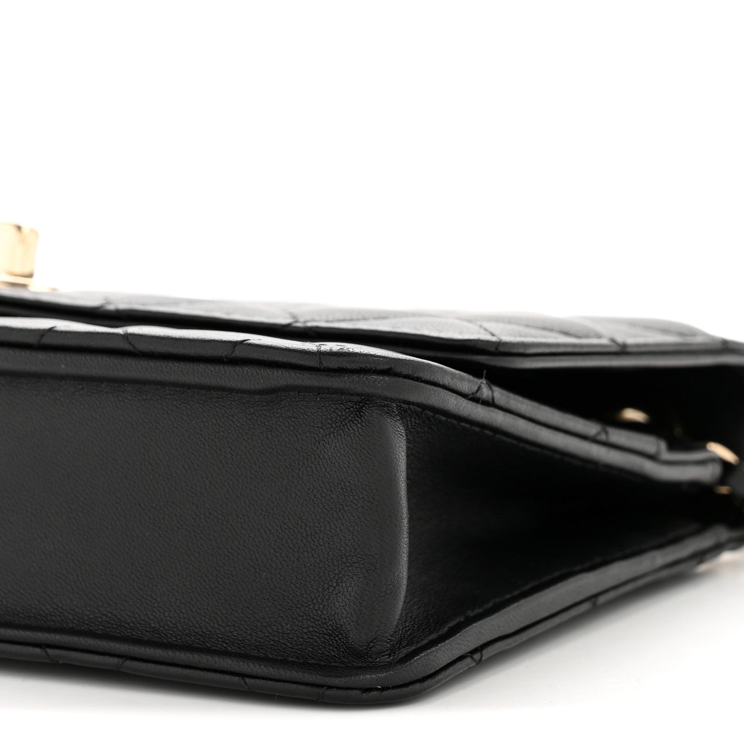 Lambskin Quilted Trendy CC Wallet On Chain WOC Black
