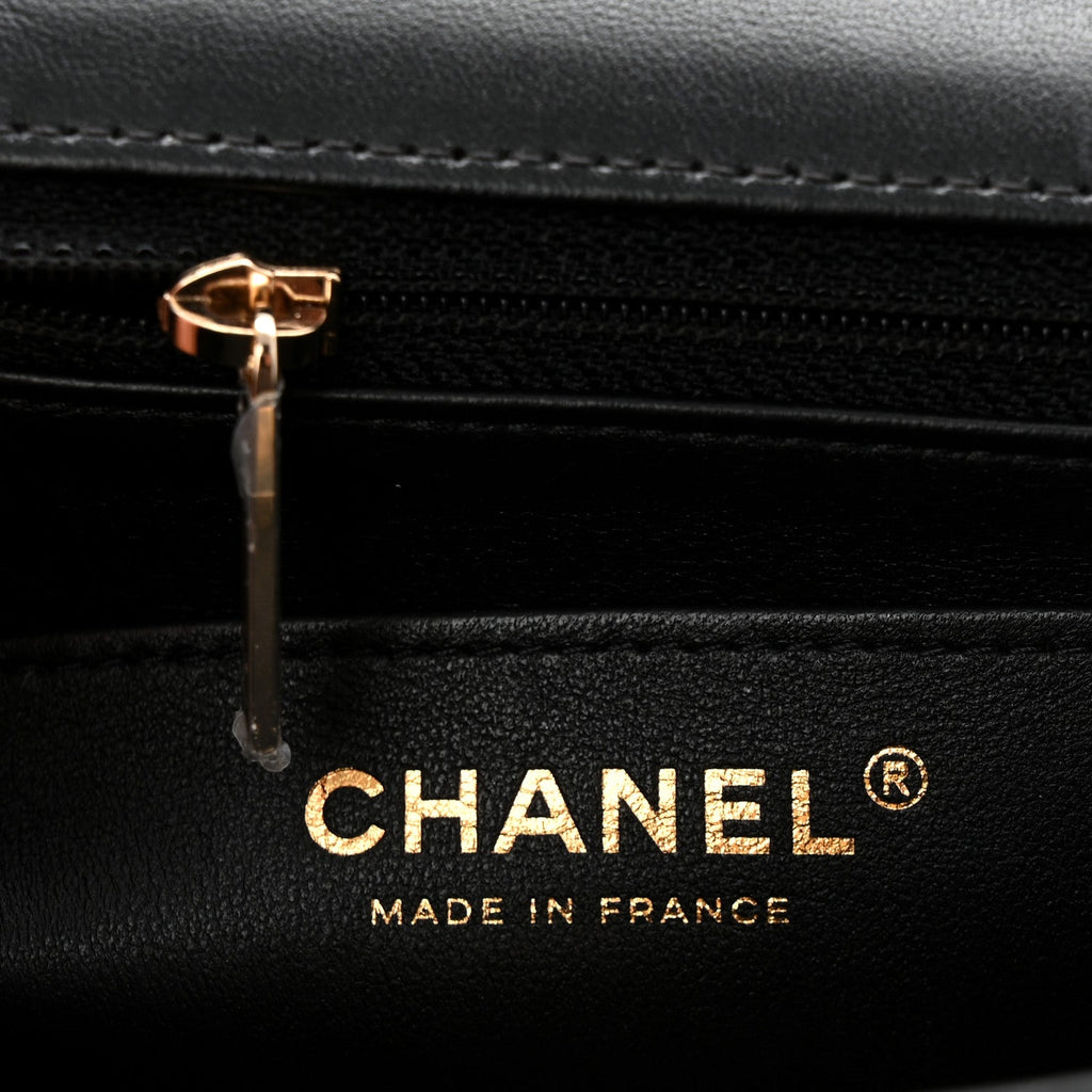Lambskin Quilted Mini Rectangular Flap Black
