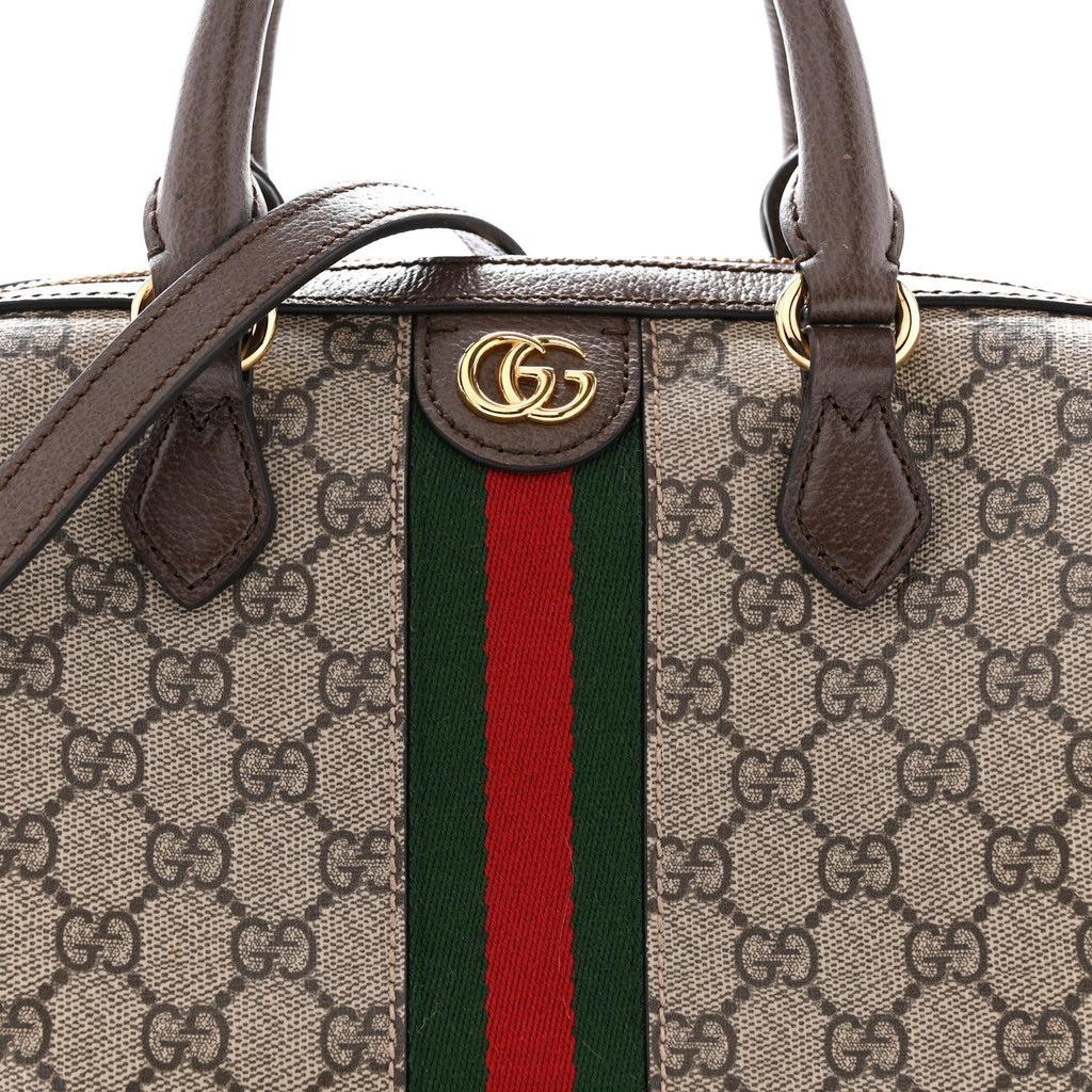 GG Supreme Monogram Web Small Ophidia Top Handle Bag Beige Ebony
