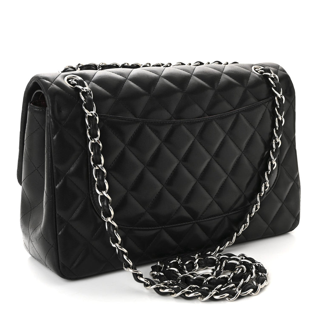 Lambskin Quilted Jumbo Double Flap Black