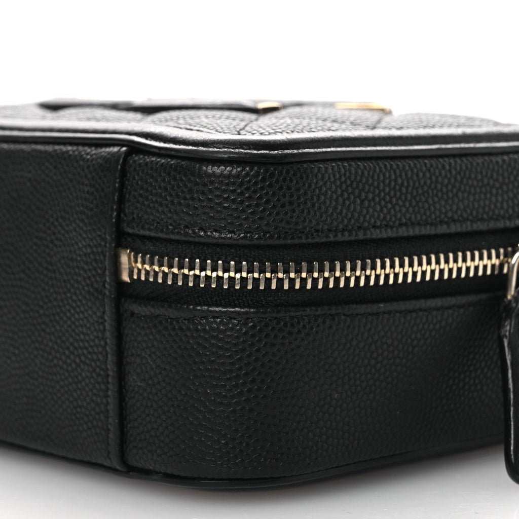 Caviar Quilted CC Filigree Vanity Clutch With Chain Black